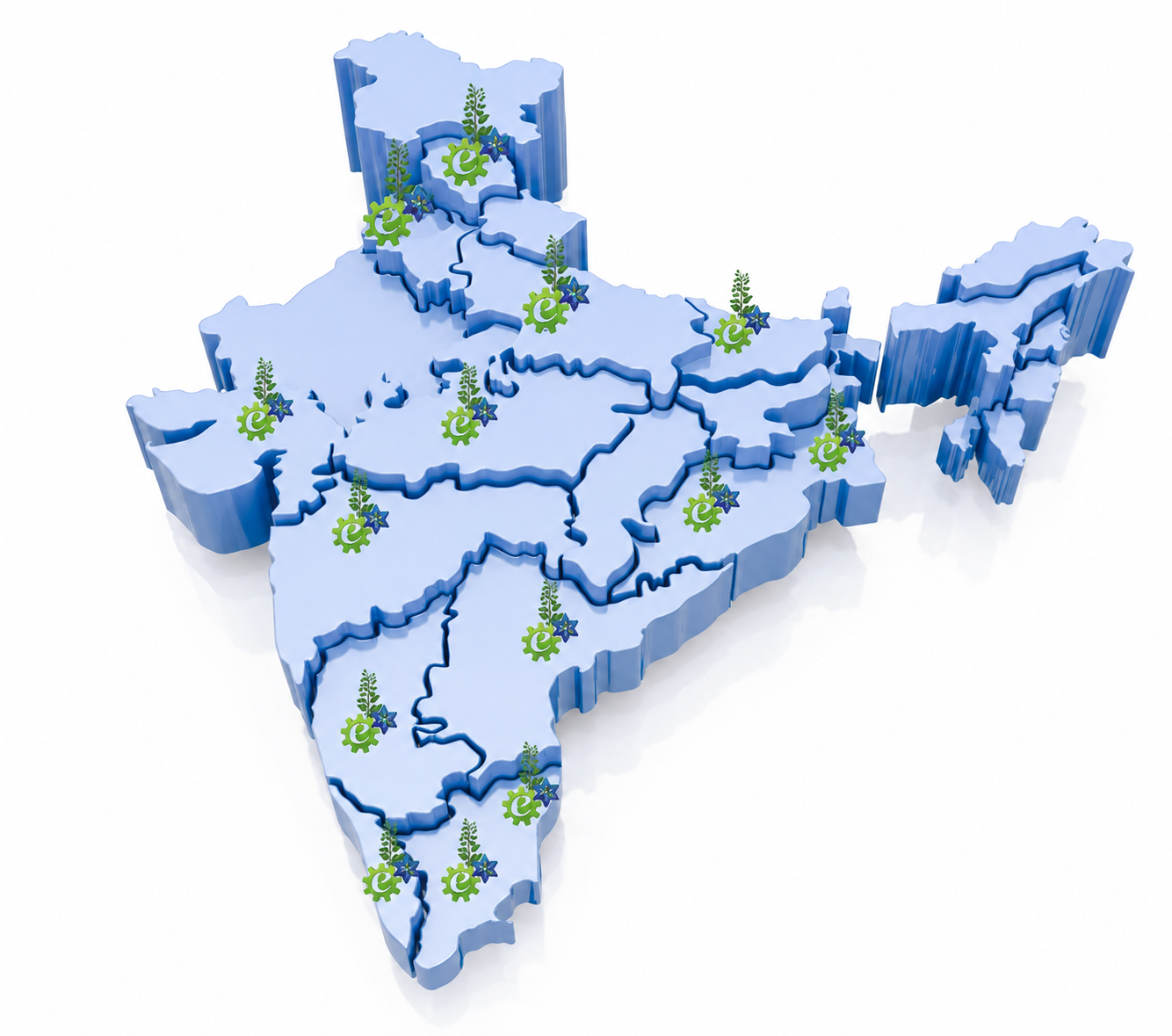 India map showing Elies Biotech pan-India business outreach across states